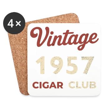 Vintage 1957 Cigar Club Rétro Naissance Année Cadeau - Dessous de verre (lot de 4) - blanc - Devant