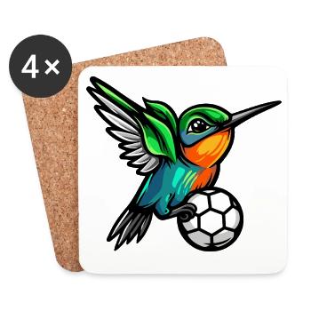 colibri ballon soccer - Dessous de verre (lot de 4) - blanc - Devant