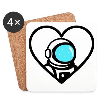 Astronaut Heart Space Cosmo Helm - Untersetzer (4er-Set) - Weiß - Vorne