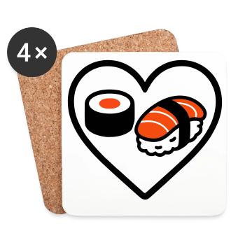 Sushi Coeur Maki Saumon Japon Gourmand - Dessous de verre (lot de 4) - blanc - Devant