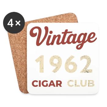 Vintage 1962 Cigar Club Rétro Naissance Année Cadeau - Dessous de verre (lot de 4) - blanc - Devant