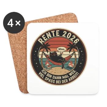 Rente de retraité Début de la retraite Chat Propriétaire de chat - Dessous de verre (lot de 4) - blanc - Devant