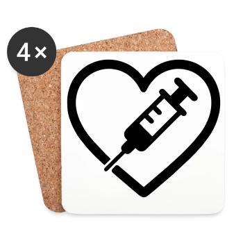 Herz + Krankenschwester / Krankenschwester – Super Elternteil I - Untersetzer (4er-Set) - Weiß - Vorne