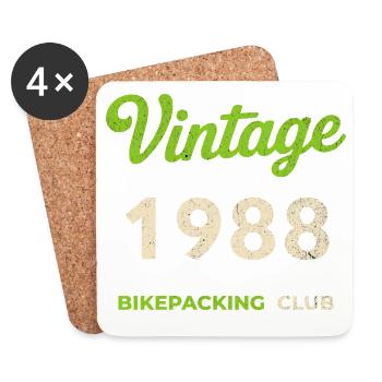 Vintage 1988 – Année de naissance rétro du Bikepacking Club - Dessous de verre (lot de 4) - blanc - Devant