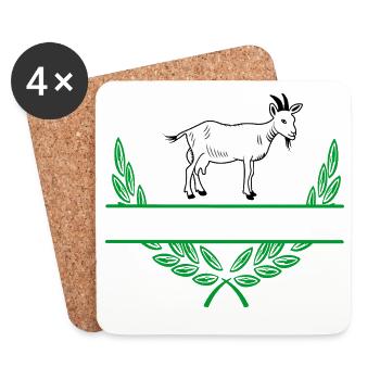 Ziegenlorbeerkranz mit Namensraum - Untersetzer (4er-Set) - Weiß - Vorne