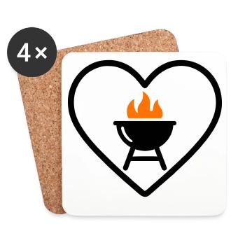 Heart Barbecue – Design pour les amateurs de grills - Dessous de verre (lot de 4) - blanc - Devant