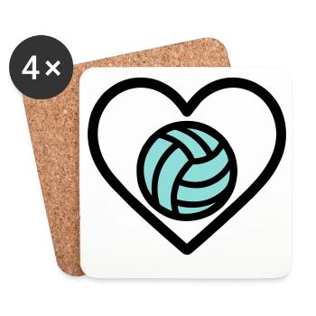 Heart Volleyball – Team Sport Lover - Coasters (set of 4) - white - Front