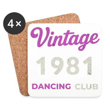Vintage 1981 – Dancing Club Retro Geburtsjahr - Untersetzer (4er-Set) - Weiß - Vorne