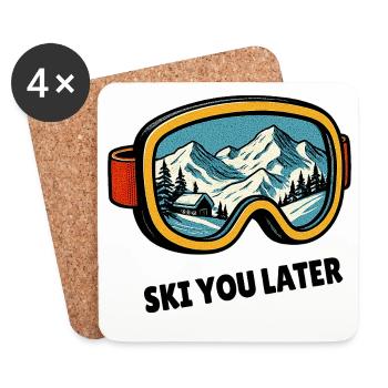 Ski You Later – Skibrillen Design für Skifahrer - Untersetzer (4er-Set) - Weiß - Vorne