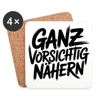 Approach very carefully – during social contacts - Coasters (set of 4) - white - Front