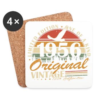 1956 Vintage Vintage Anniversaire Cadeau Rétro - Dessous de verre (lot de 4) - blanc - Devant