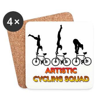 Radfahrergruppe Akrobatische Stuntfahrer Teamkunst Spaß - Untersetzer (4er-Set) - Weiß - Vorne