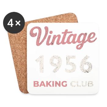 Vintage 1956 – Baking Club Retro Geburtsjahr - Untersetzer (4er-Set) - Weiß - Vorne