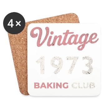 Millésime 1973 – Année de naissance rétro du Baking Club - Dessous de verre (lot de 4) - blanc - Devant