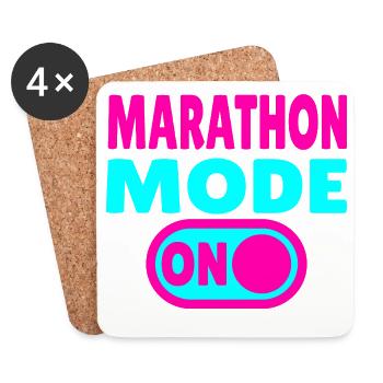 Marathon Mode On – Running with passion - Coasters (set of 4) - white - Front