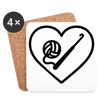 Crochet Heart – Handmade Passion - Coasters (set of 4) - white - Front