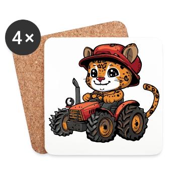 Éleveur de tracteurs léopards - Dessous de verre (lot de 4) - blanc - Devant