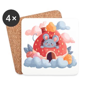 Strawberry House Mouse Magic - Coasters (set of 4) - white - Front