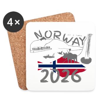 Norway 2026 Halibut with Mountains and Moose Fishing - Coasters (set of 4) - white - Front
