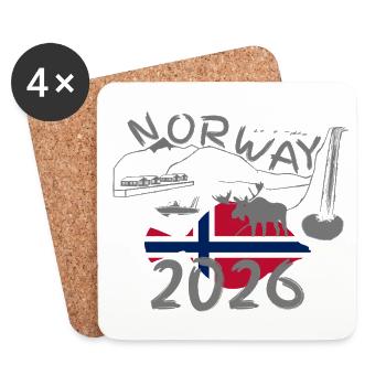 Norway 2026 Plaice with Mountains and Moose Fishing - Coasters (set of 4) - white - Front