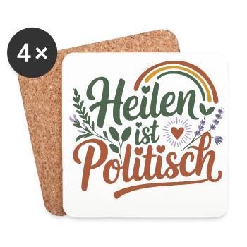 Healing is politically feminist self-care - Coasters (set of 4) - white - Front