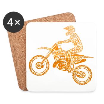 Motocross, Motocrossfahrer, Dirt Bike, Dirt Biker - Untersetzer (4er-Set) - Weiß - Vorne
