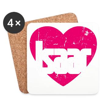 J’aime Isaac Coeur Rose J’aime Isaac - Dessous de verre (lot de 4) - blanc - Devant