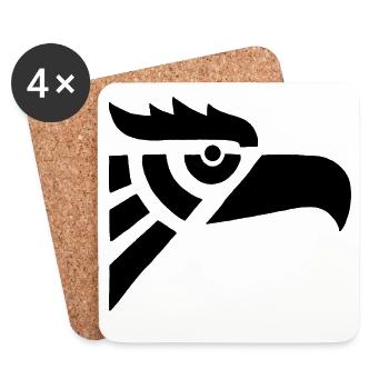 Aztec Black Eagle Head - Coasters (set of 4) - white - Front