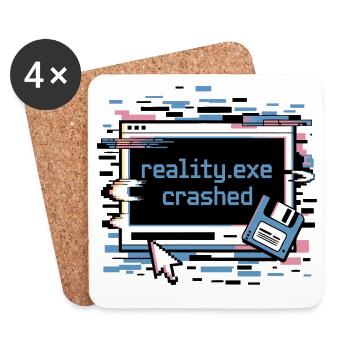 Reality.exe Crashed Retro Pixel Design - Untersetzer (4er-Set) - Weiß - Vorne