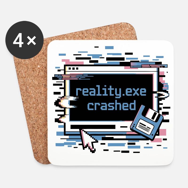 Reality.exe Crashed Retro Pixel Design - Untersetzer (4er-Set) - Weiß