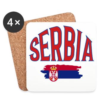 Serbie - Dessous de verre (lot de 4) - blanc - Devant