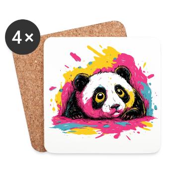 Panda Color Splash - Dessous de verre (lot de 4) - blanc - Devant
