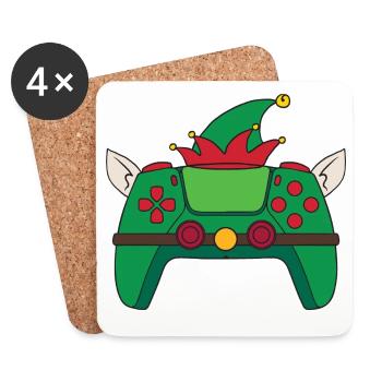 Elfe Contrôleur de jeu vidéo Joueur de Noël Elfe - Dessous de verre (lot de 4) - blanc - Devant