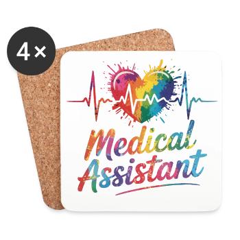 Rainbow Medical Assistant Heart - Coasters (set of 4) - white - Front