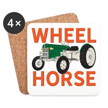 Motif de tracteur de jardin vintage Wheel Horse - Dessous de verre (lot de 4) - blanc - Devant