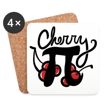 Cherry Pi Illustration - Dessous de verre (lot de 4) - blanc - Devant
