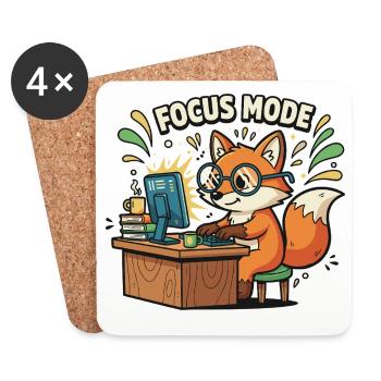 Focus mode fox on the computer - Coasters (set of 4) - white - Front