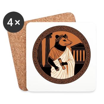 Philosophe classique opossum dans une toge antique - Dessous de verre (lot de 4) - blanc - Devant