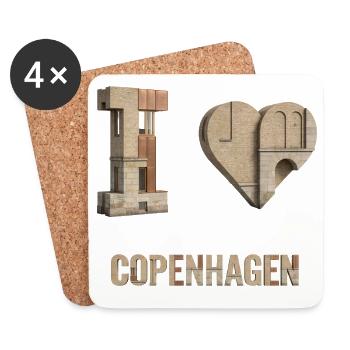 I Love Copenhagen – Modern Nordic Design - Untersetzer (4er-Set) - Weiß - Vorne