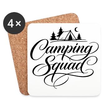Tente de camping - Dessous de verre (lot de 4) - blanc - Devant