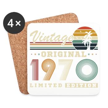 Originaler Vintage-Vintage-Retro-Geburtstag der 1970er Jahre - Untersetzer (4er-Set) - Weiß - Vorne