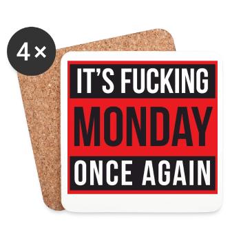 It's Fucking Monday Once Again - Dessous de verre (lot de 4) - blanc - Devant