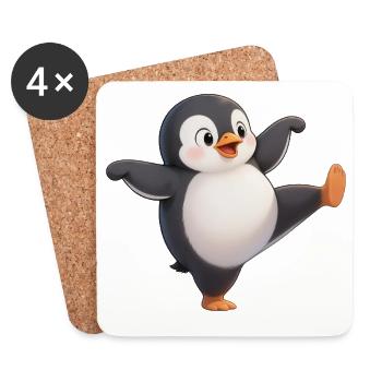 Cute Penguin Kung Fu Master Cartoon Great Dances - Coasters (set of 4) - white - Front