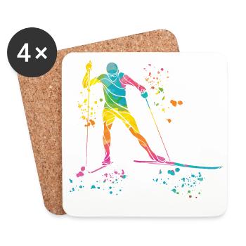 Ski de fond Ski de fond - Dessous de verre (lot de 4) - blanc - Devant