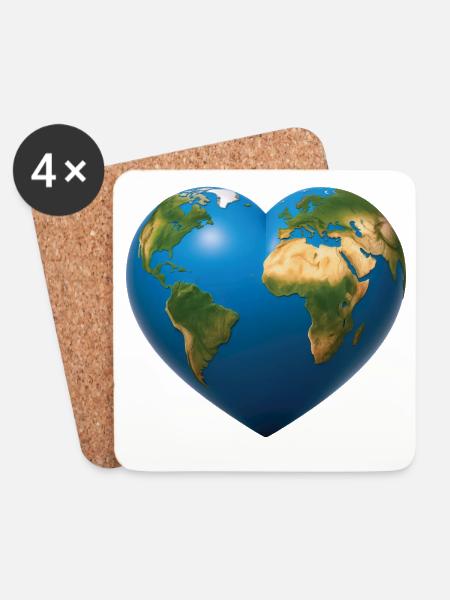EARTH LOVER – Frieden & Liebe - Untersetzer (4er-Set) - Weiß