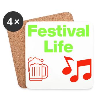 Festival Life – Beer & Beats! - Coasters (set of 4) - white - Front