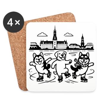 Art de lignes mimaliste du patinage artistique - Dessous de verre (lot de 4) - blanc - Devant