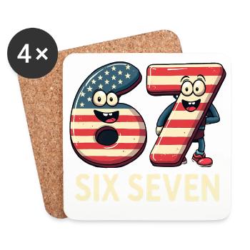 US Flag 67 Memes Six Seven - Untersetzer (4er-Set) - Weiß - Vorne