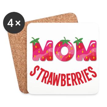 Nur eine Mama die Erdbeeren liebt - Untersetzer (4er-Set) - Weiß - Vorne