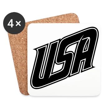 USA  Logo - Farbe variabel - Untersetzer (4er-Set) - Weiß - Vorne